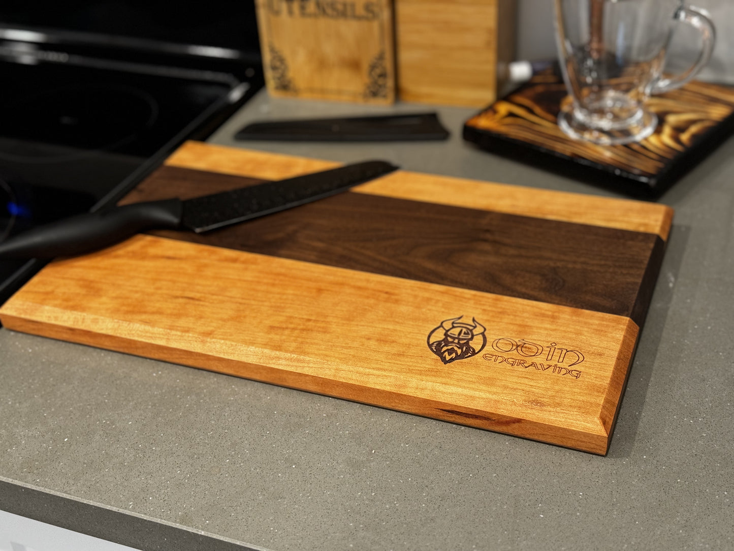 Handcrafted Walnut and Cherry Hardwood Cutting Board